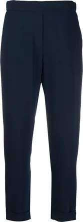 Parosh Dark Blue Cropped Slim Fit Trouser