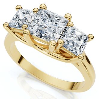 Pompeii3 1 1/2Ct Princess Cut Diamond May Engagement 3-Stone Ring 14k Gold Lab Grown