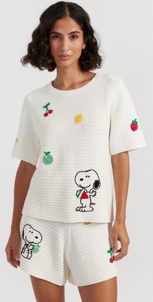 Chinti and Parker Cotton Snoopy Crochet Tee in Cream at Nordstrom, Size X-Large