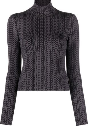 Marc Jacobs The Monogram compact-knit mock-neck jumper - women - Nylon/Polyester/Spandex/Elastane/Wool - S - Grey