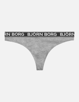Bj&ouml;rn Borg Womens Iconic Cotton Thong, Grey - Size: 12