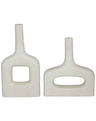 CosmoLiving by Cosmopolitan Cosmoliving By Cosmopolitan Set Of 2 Ceramic Donut Shaped Vase