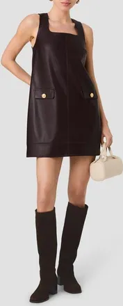 French Connection Madeline Faux Leather Sleeveless Shift Dress in Cocoa Brown at Nordstrom, Size 12