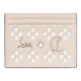 Christian Louboutin Wallets & Cardholders, female, Beige, Size: ONE SIZE Studded Leather Card Holder