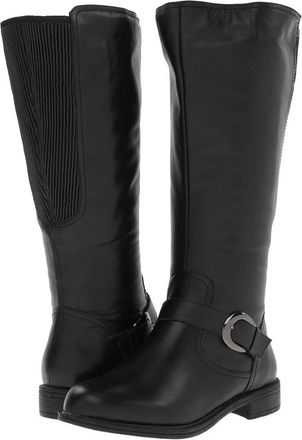 David Tate Branson Boots Womens Black Leather Side Zip Wide Calf RHS5931
