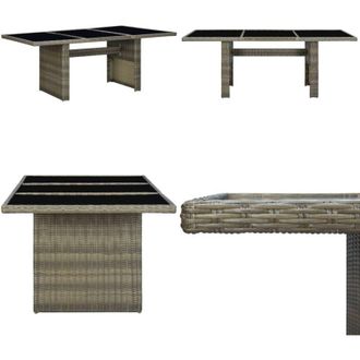 vidaXL Tavolino da Giardino Marrone Polyrattan e Vetro Temperato - Tavolo in rattan - Tavolo in vetro temperato