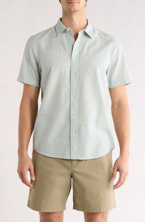 14th & Union Fish Print Linen & Cotton Short Sleeve Shirt in Blue Simple Fish at Nordstrom Rack, Size Xx-Large