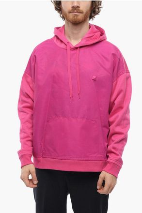 Valentino PINK PP Felpa Hoodie ICONIC STUD con Inserti in Nylon taglia M