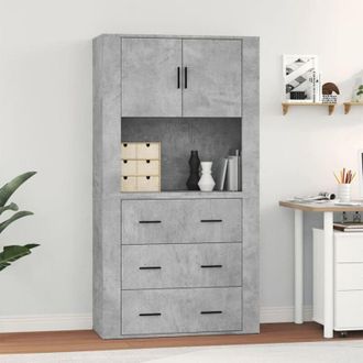 vidaXL Credenza Grigio Cemento in Legno Multistrato - Vidaxl