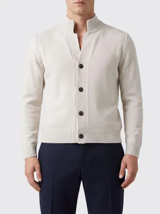 Eleventy Cardigan in lana con collo alto e bordi a costine