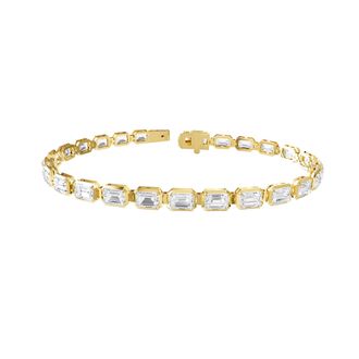 Diamond2Deal 18k Vermeil Plated Silver 10 ct Radiant Cut Lab Grown Diamond Fancy Tennis Bracelet 7