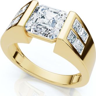 Pompeii3 Certified 5.40Ct Mens Asscher Cut Diamond Ring 14k Gold Lab Grown GH/VS