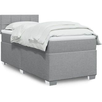 vidaXL Vidaxl - Cama Box Spring Con Colch&oacute;n Tela Gris Claro 90x190 Cm