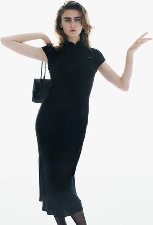 Mango Vestito collo fascia bottoni nero - Donna - XXS - MANGO