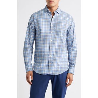 Johnnie-O Olie Plaid Stretch Button-Up Shirt in Navy at Nordstrom Rack, Size Xx-Large