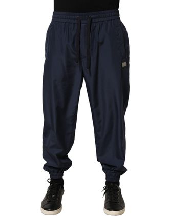 Dolce & Gabbana Polyester Drawstring Joggers - Navy