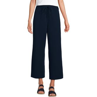 Lands End Sport Knit Pull On Drawstring Wide Leg Crop Pants in Radiant Navy at Nordstrom, Size X-Small Short