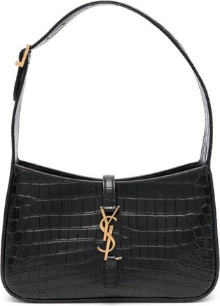 Saint Laurent 5A7 crocodile-effect shoulder bag - women - Calf Leather - OS - Black