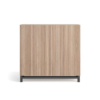 HERDASA Zapatero melamina nogal claro puertas efecto vallado claro 90x90x27cm