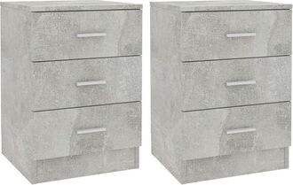 vidaXL Vidaxl - Bedside Cabinets 2 pcs Concrete Grey 38x35x56 cm Engineered Wood