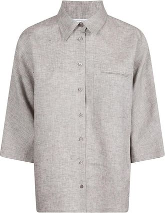 PESERICO Overhemden, Dames, Beige, M, Linnen, Linnen Blouse