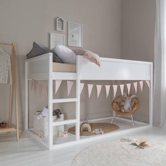 N&ouml;a & Nani Lykke Midsleeper Cabin Bed Reversible with Straight Ladder in White | Size: Single