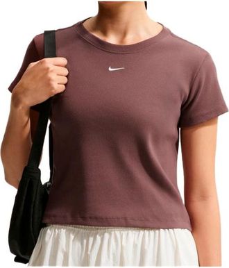 Nike Sportswear Tight Ribbed S/S T-Shirt Funktionsshirt f&uuml;r Damen | braun