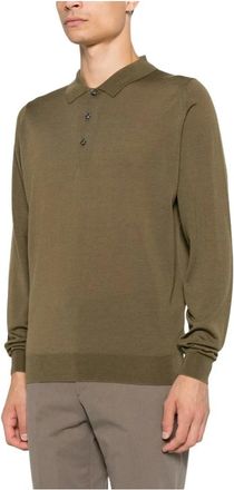 John Smedley Tops, Heren, Groen, M, Wol, Belper Gebreide Poloshirt
