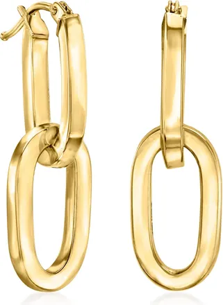 Ross-Simons Italian 14kt Yellow Gold Removable Paper Clip Link Hoop Drop Earrings