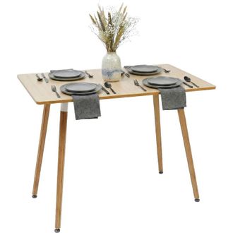 Relaxdays Relaxdays dining table, rectangular, HxWxD: 75 x 110 x 70 cm, MDF & bamboo, seats 4, Scandinavian, natural