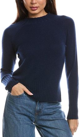 Fort&eacute; Cashmere Rib Trim High-Low Funnel Neck 100% Cashmere Sweater
