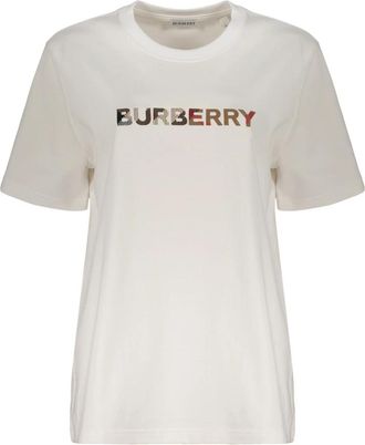 Burberry T-shirt met korte mouwen - Dames - T-shirts - Wit - M - Katoen - Tops