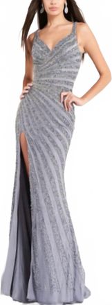 Jovani Beaded Tank Dress In Smoke