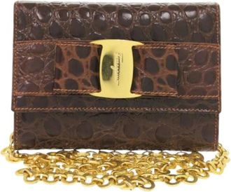 Ferragamo Tweedehands leren schoudertassen - Dames - Vintage Schoudertas - Bruin - ONE Size - Vintage