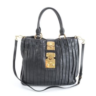 Miu Miu Black Leather Handbag Shoulder Bag Tote Bag (Pre-Owned)