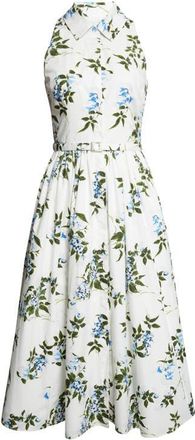 Emilia Wickstead Norika Lilac, Lilies & Cherry Print Organic Cotton Midi Shirtdress in White-Lilac Lillies/Cherry at Nordstrom, Size 10 Us
