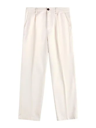 Fay Ecru cotton trousers with pleats