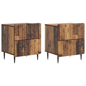 vidaXL Armario De Noche 2 Pcs Madera Envejecida 43 X 34,5 X 49,5 Cm Vidaxl