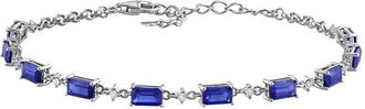 Rina Limor Silver 3.32 Ct. Tw. Lab-Grown Created Blue Sapphire 33, Created White Sapphire Station Bracelet