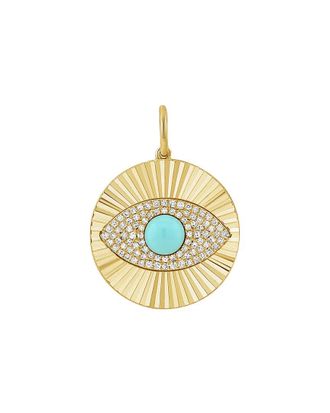 Sabrina Designs 14K 0.76 Ct. Tw. Diamond & Turquoise Charm Pendant