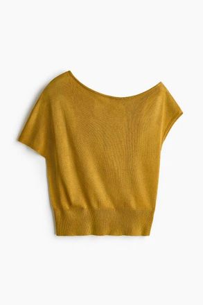 H&M Fine-knit One-shoulder Top in Mustard Yellow at Nordstrom, Size Xx-Large