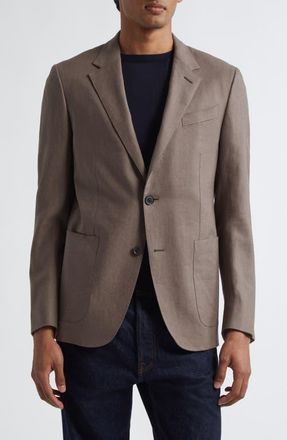 Ermenegildo Zegna Oasi Lino Linen Suit Jacket in Medium Brown Solid at Nordstrom, Size 44 Us