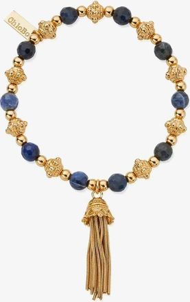 Chlobo Gold Plated Compassion Sodalite Tassel Charm Bracelet GBSBB1132