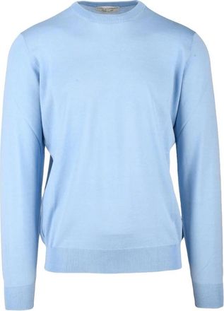 FILIPPO DE LAURENTIIS Light Blue Merino Wool Mens Crewneck Sweater