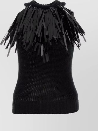 Jil Sander stretch cotton top featuring fringe detailing