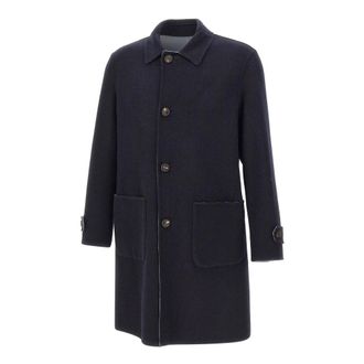 Eleventy Reversible Wollen Jas - Heren - Mantel - Blauw - XL - Wol - Jassen