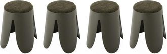 Sweeek Taburetes apilable de borreguito texturizado, set de 4, kaki oscuro