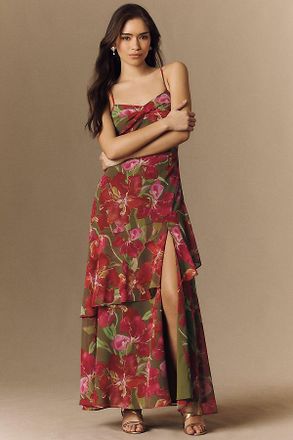 Hutch Jamila Sleeveless Twist-Front Side-Slit Maxi Dress