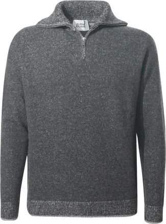 Alpha Studio Trui met lange mouwen en opstaande kraag van wol - Heren - Sweatshirts & Hoodies - Grijs - Maat: 2XL Wol
