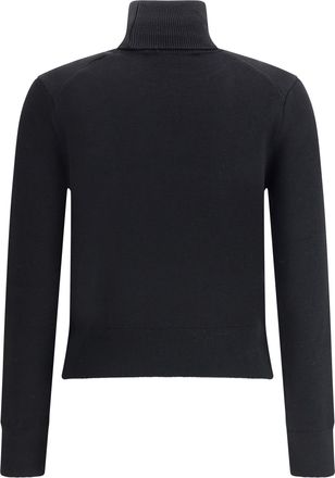 Ami Womens Ami De Coeur Turtleneck Sweater Noir-Rouge Merino Wool Noir/rouge